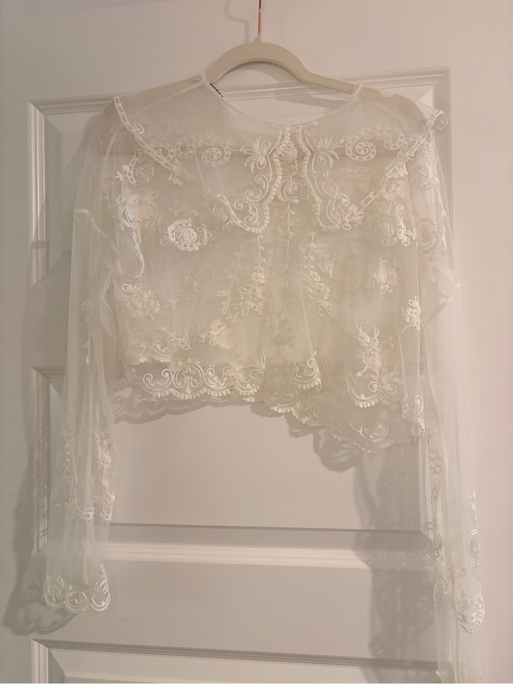 Philosophy di Lorenzo Serafini Sheer Embroidered Lace Crop Top Ivory S